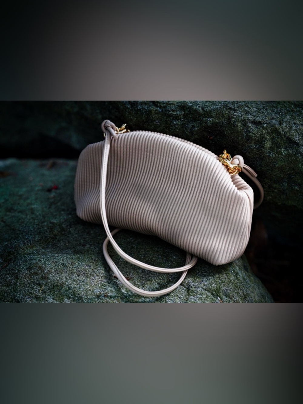 Urban Expressions Pleated Vegan Leather Crossbody Bag - Taupe/Oatmeal - Picture 5 of 7